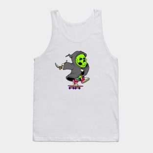 grim reaper on skateboard in cartoon style Tank Top